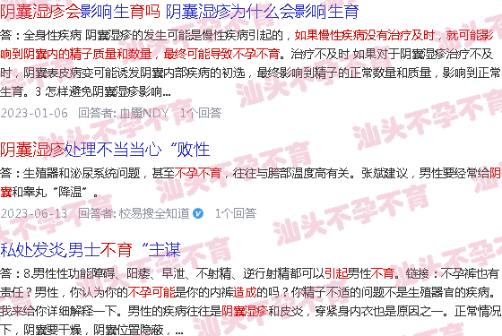 汕头阴囊湿疹会导致不孕不育吗